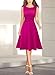 VFSHOW Womens Front Zipper Slim Wear to Work Business Office A-Line Skater Dress Crisscross Waist Contrast Piping Professional Church Fit and Flare Dress (Hot Pink, X-Small) 11031 HPIK XS