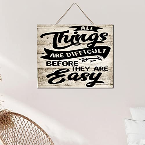 Cadre bois rustique All Things Are Difficult décoration salon premium - 6