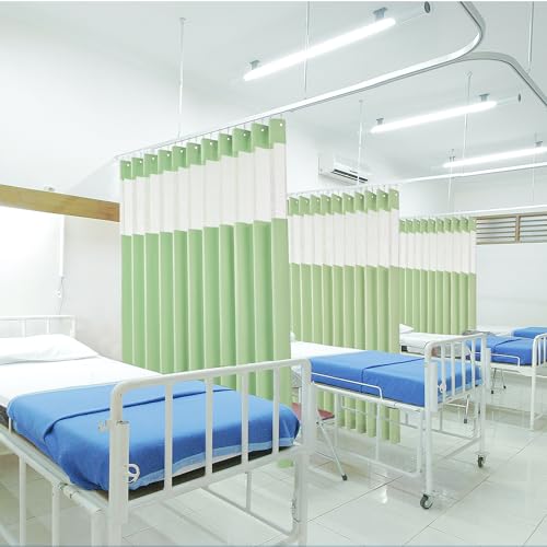 Image of Cniuyhi Inherent Flame Retardant Hospital Curtains, Cubicle Medical Grommet Curtains for Room Divider, School Nursery, Hospital(1 Panel, Green, 5x8ft)