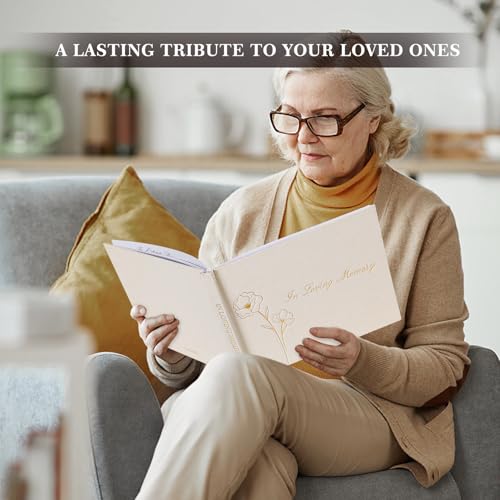 Lanpn Funeral Guest Book for Loving Memory, Linen Memorial Service Registry Guest Book, Funeral Favors Sign in Books for Guests, Celebration of Life Memory Book for Funeral with Table Sign, Blue - Thumbnail 6