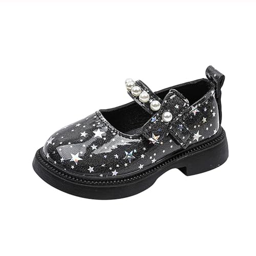 Girls Star Sequins Mary Jane Shoes High Heel Rubber Sole Soft Strap Wedding Shoes Kids Elegant Cute Birthday Sneakers