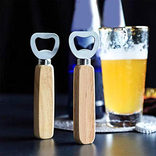 WakiHong 3 stuks gepersonaliseerde houten handvatflesopener, bierflesopener voor flessendopgereedschap, geschikt voor… - Afbeelding 3
