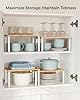 SONGMICS Cabinet Organizer Shelf, Set of 4 Kitchen Counter Shelves, Kitchen Storage, Spice Rack, Stackable, Expandable, Metal and Engineered Wood, Cloud White and Natural Beige UKCS010N01 #3