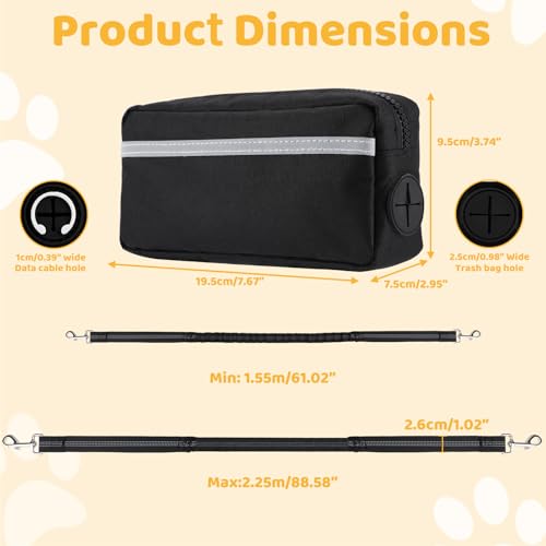 Euqvunn Joggingleine Hunde mit Hüfttasche – 1,6 m bis 2,2 m, Doppelte Griffe, Elastische Leine für Mittelgroße Hunde, Ideal für Laufen, Spazierengehen, Wandern, Bergsteigen & Reisen