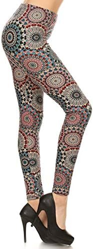 Leggings Depot High Waisted Camouflage & Multiple Print Leggings for Women-Full Length-R683, Calm Mandala, Plus Size