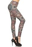 Leggings Depot High Waisted Camouflage & Multiple Print Leggings for Women-Full Length-R683, Calm Mandala, Plus Size