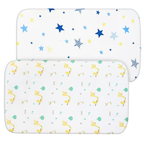 Image of Muslin Crib Sheets for Boys and Girls, 2 Pack Ultra Soft Cotton Muslin Fitted Baby Crib Sheet for Standard Crib Mattress & Toddler Bed Mattress, Star and Giraffe