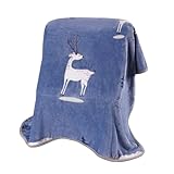 TILLYOU Toddler Flannel Blanket - Warm Cozy Baby Blanket for Boys and Girls, Smooth Cute Lightweight Blanket for Bedding Crib Stroller, 40×50 inches, Navy Deer
