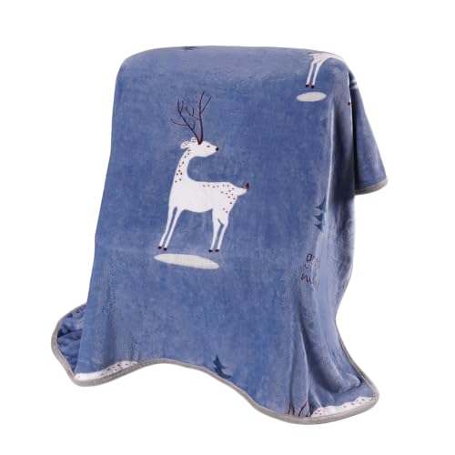 TILLYOU Toddler Flannel Blanket - Warm Cozy Baby Blanket for Boys and Girls, Smooth Cute Lightweight Blanket for Bedding Crib Stroller, 40×50 inches, Navy Deer