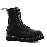 Grinders BullDog CS Black Unisex 10 Hole Leather Safety Steel Toe Derby Boot (Ladies UK 5/ EU 38)