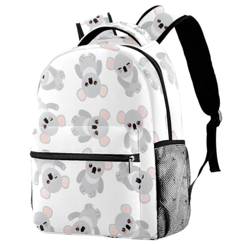 Sac à dos d'école pour adolescents avec grand compartiment multicolore motif koala