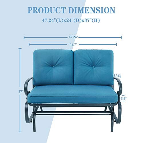 Cemeon Outdoor Loveseat Glider Patio Swing Glider Rocking Chair Bench