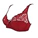 34-44 (C-D) Grande Coppa Plus Size Donne Pizzo Reggiseno Sportivo di tutti i giorni Fitness Reggiseno Semi-Sheer Copertura Completa Anelli In Acciaio Sexy Reggiseno, Rosso, 6D