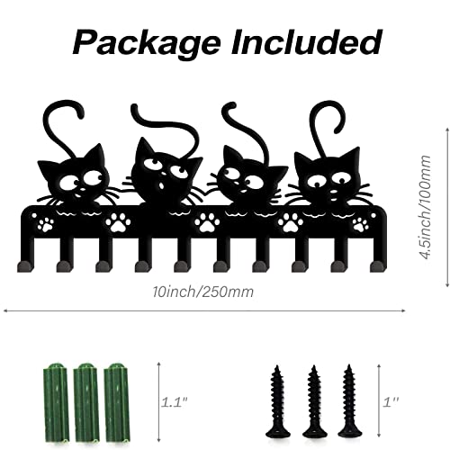 Superdant Black Cats Wall Hooks Key Holder Halloween Cats Decorative Hooks Rack Hangers Iron Hook Wall Mounted Hooker With 10 Hooks For Key Hook Hats Metal Hooks #TOP3