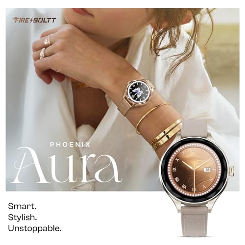 Image of Fire-Boltt Phoenix Aura Women Smart Watch with 1.26 inch Diamond-Cut HD Display, Rotating Crown, Wireless Charging, Bluetooth Calling, Voice Assistant, 120+ Sports Modes - Latte Brown