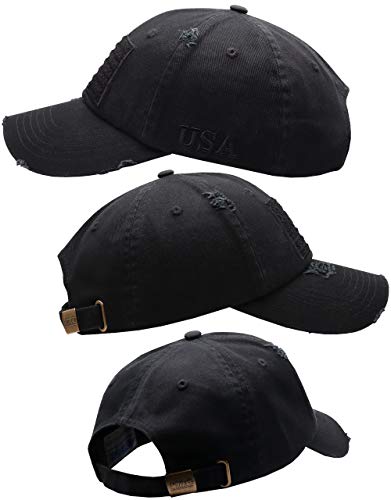 Antourage American Flag Hat For Men And Women | Vintage Baseball Tactical Hat Cap With Usa Flag + 2 Patriotic Patches ((11) Black) #TOP3