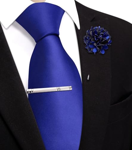 Image of Hi-Tie Men's Extra Long Solid Satin Tie Set 63 Inch /70 Inch Formal Necktie
