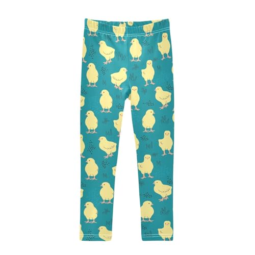 Girls Leggings Cute Yellow Chickens and Floral Toddler Girls Clothes Leggings for Girls Toddler Girls Leggings 3-4T