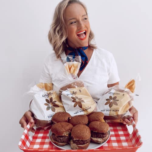 Angelic Bakehouse Burger Buns Pack – 16 Ounce, Pack of 3 – Sprouted Whole Grains – Vegan, Kosher and Non-GMO (24 Buns)