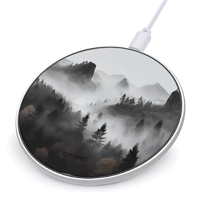 Foggy Mountains Forest Wireless Charger Portable Fast Charging Pad Lightweight Wireless Charging Pad 10W Slim Charging Station for Phone Charger Mat for Travel Home Office Desk