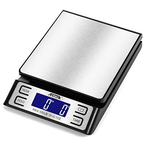 Acteck A-808 100Lb X 0.1Oz Digital Shipping And Postal Scale, Stainless Steel, Modern Design, Batteries Ac Adapter And Measuring Tape Included #TOP3