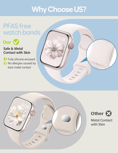 Image of Sport Silicone Band Compatible with Apple Watch Bands 40mm 38mm 41mm 44mm 45mm 42mm 49mm Women Men,Soft Wristband Waterproof Replacement Sport Strap for iWatch Bands Series 9 8 7 6 5 4 3 2 1 SE Ultra