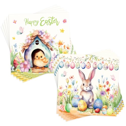 KOBOKO 20 Stück Servietten Ostern Deko 33x33cm Ostern Papierservietten Tischdeko für Ostern Osterservietten Ostern Hase Servietten Tischdekoration für Party Geburtstag Dekoration (C)