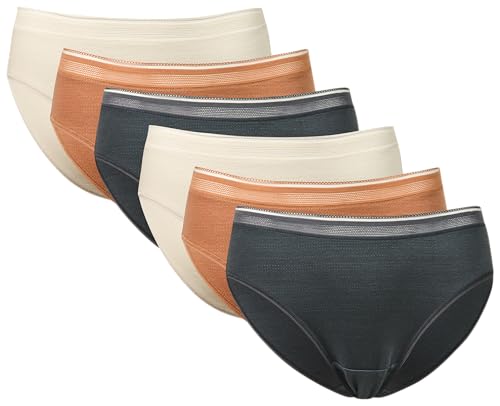 Gildan Women's Cotton Stretch Bikini Underwear, Egret/Cork/Turbulence (6-pack), Small - image 1