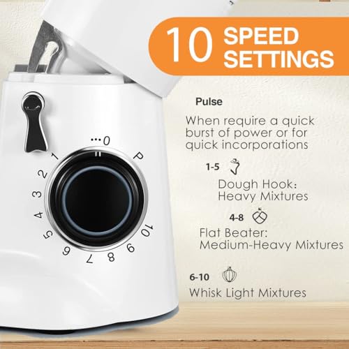 Küchenmaschine inkl. Rührhaken, Knethaken, Schneebesen, Spritzschutz,1300,00 W, 5,50 l Schüssel, Küchenmaschine mit Edelstahl-Rührschüssel,10Geschwindigkeiten, Weiß 3 Küchenmaschine inkl. Rührhaken, Knethaken, Schneebesen, Spritzschutz,1300,00 W, 5,50 l Schüssel, Küchenmaschine mit Edelstahl-Rührschüssel,10Geschwindigkeiten, Weiß