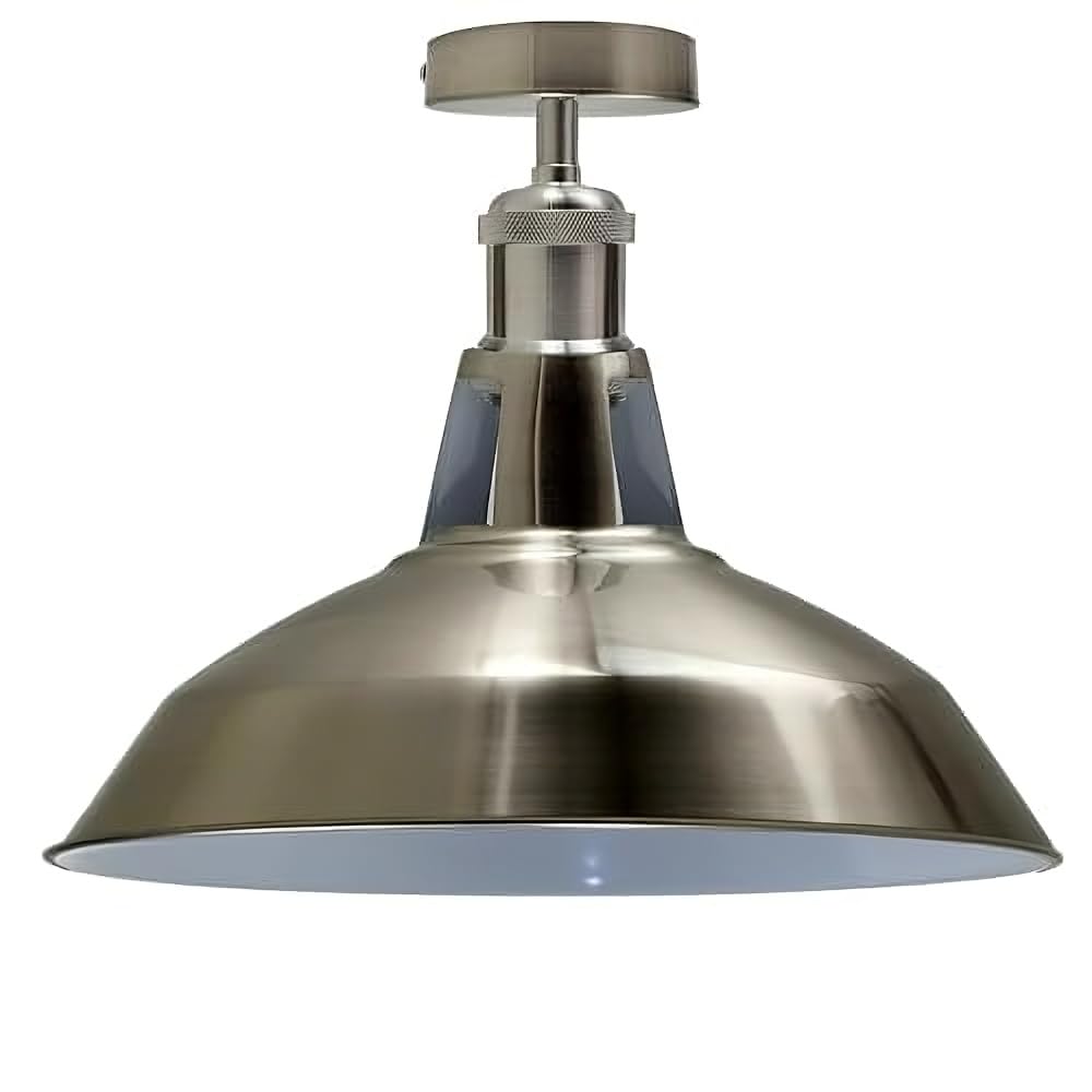 LEDSone Industrial Semi-Flush Mount Ceiling Light, 30cm Vintage Metal Lampshade, Retro Farmhouse Ceiling Lamp Fixture for Kitchen, Dining Room & Living Room