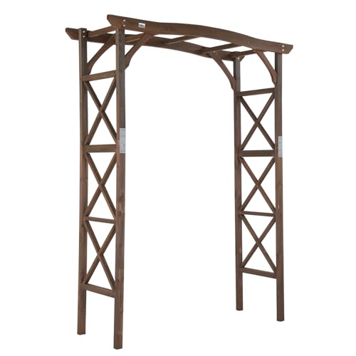 VINGLI Wooden Garden Arbor, Wedding Arch, 6.6ft Arch Backdrop Stand
