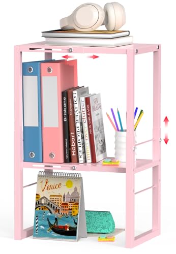 LIDTOP Locker Organizer Shelf Pink, Metal Adjustable Width and Height, Ideal Locker for School, Office, and Gym Lockers, Locker Shelves Organization Accessories