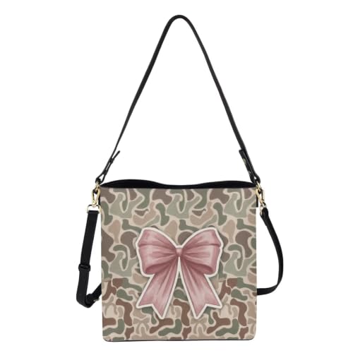 Image of HUGS IDEA Boho Bags for Women Leather Handbag Shoulder Bucket Crossbody Purse