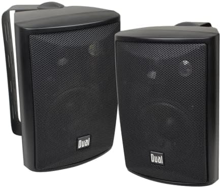 Dual Electronics LU43PB 3-Way High Performance Outdoor Indoor Speakers with Powerful Bass | Effortless Mounting Swivel Brackets | All Weather Resistance | Expansive Stereo Sound Coverage | Sold in Pairs, Black
