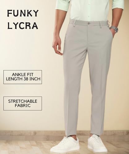 Image of MALENO Slim Fit Ankle Length Cotton Lycra Blend Formal Trouser for Men | Stretchable Ankle Length Formal Pant for Men
