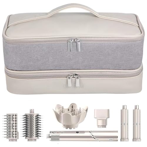 GENCAM Double-Layer Airwrap Travel Case for Shark Flexstyle, Carrying Case for Shark 430/440 Flexstyle, Travel Bag for Shark Flexstyle/Dyson Airwrap Styler and Attachments (light grey)