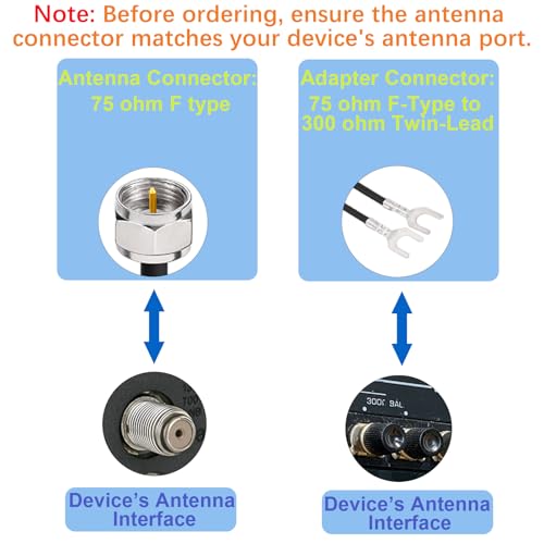image for Bingfu 75 Ohm 300 Ohm FM T Shape Dipole Antenna for Indoor Digital HD 