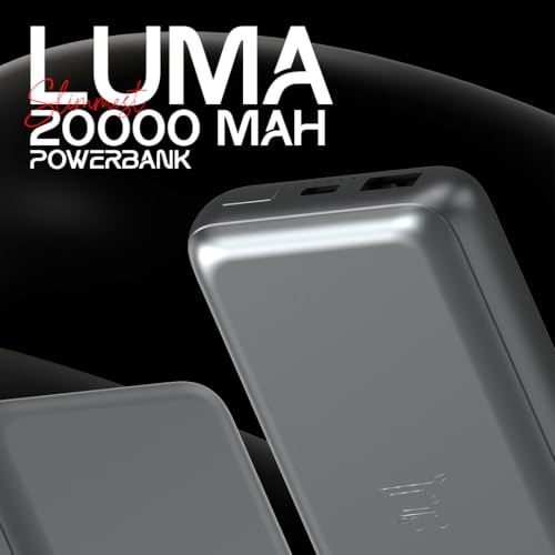 Image of Phonokart Luma Slimmest 20000mAh Power Bank with 20W USB-C PD, 22.5W Fast USB-A, Ultra-Thin Aluminum Body, LED Indicator, and Dual-Port 15W Output. Charges iPhone 50% in 30 Minutes.