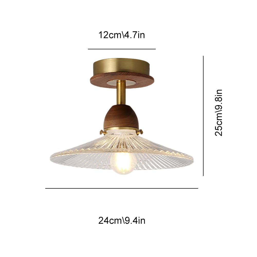 Jadssox Lampa sufitowa z orzecha Przemysłowa lampa do montażu podtynkowego żebrowana szklana oprawa sufitowa retro blisko lamp sufitowych do jadalni Sypialnia Cafe E27 lampy do przedpokoju