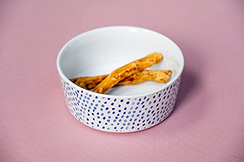 Waggo Shibori Print Ceramic Dog Bowl For Small And Large Breeds - Heavyweight And Durable Pet Food And Water Dish Crock, Dishwasher Safe, Modern (Dots, Medium) #TOP1