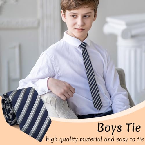Boys' Tie - Self Ties for School & Graduation, Plaid & Striped Design3