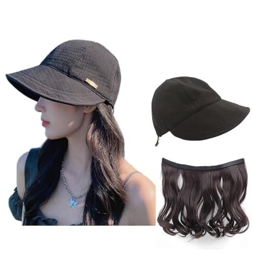 Gorro con peluca de cabello largo ondulado para mujer miniatura 1