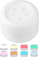 Máquina De Som De Ruído Branco Com Luz Noturna - 12 Sons suaves, 8 Cores LED, Recarregável, 4 temporizadores e funçao de memória - Ideal para Bebês, Adultos e Meditação