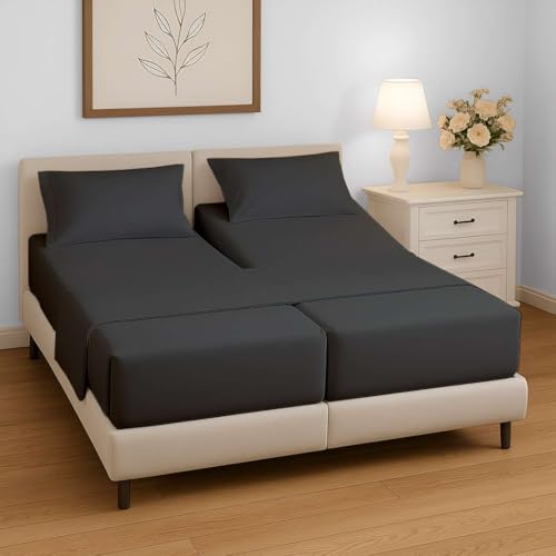 5 Piece Split California King Bed Sheet Set, Ultra Soft & Wrinkle Free, Fits Between 12
