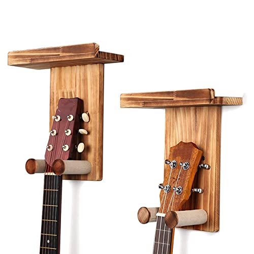 DINESA Lot de 2 supports muraux pour guitare avec support de médiator en pin massif - Les Beatles, Paul McCartney, John Lennon, RIngo Starr, George Harrison DINESA Lot de 2 supports muraux pour guitare avec support de médiator en pin massif