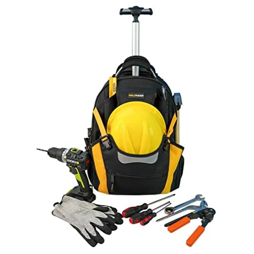 MELOTOUGH Wheeled Rolling Tool Bag Heavy Duty Tool Backpack Tool Organizer Bag (Yellow)