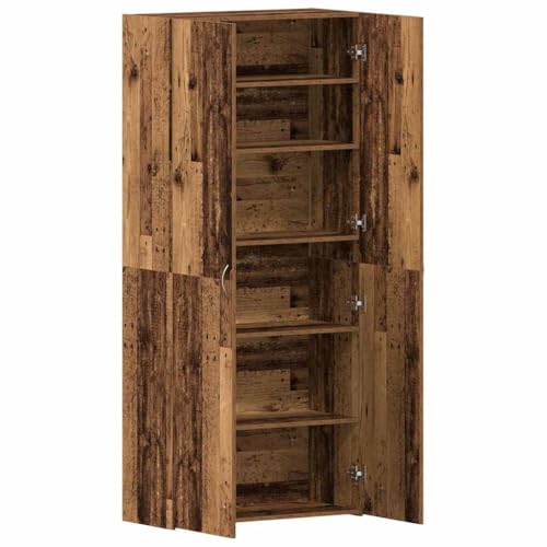 Meuble à chaussures marron 2 portes meuble d'entrée vertical bois compact - 6