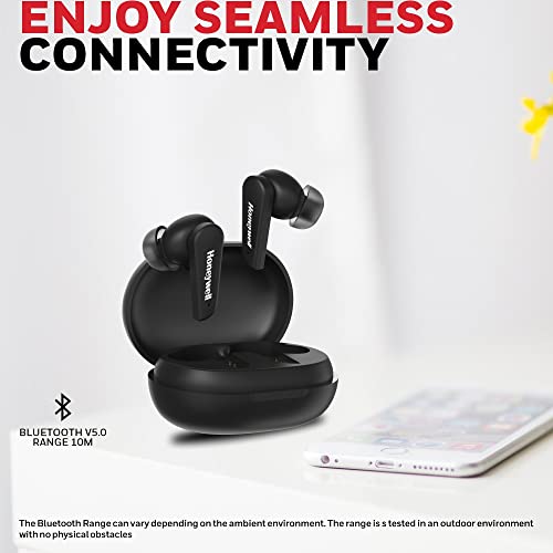Image of Honeywell Trueno U5000 Truly Wireless ANC Earbuds, Bluetooth V5.0, 16 hrs non-stop music in 1 hr of charge, Noise cancelling with ANC, High Bass, 260mAh Battery, IPX4 Water Resistance, Voice Assistant