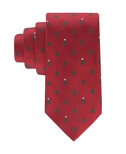 Tommy Hilfiger Mens Christmas Trees Tie Red One Size