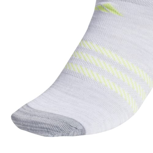 Adidas Women's Superlite No Show Socks (6-Pair), Grey/Pulse Lime Green/Frozen Blue, Medium #TOP3